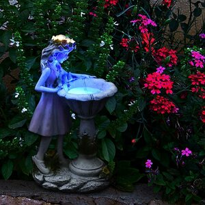  flower ... garden. light up also young lady sculpture art art objet d'art ornament all weather type sun light panel attaching flower fea Lee garden gardening 