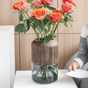 北欧風の天然木製 ガラス花瓶 家庭用ホテル用宿泊施設用の飾り 大サイズ 花器 フラワーベース インテリア 生花 ドライフラワー