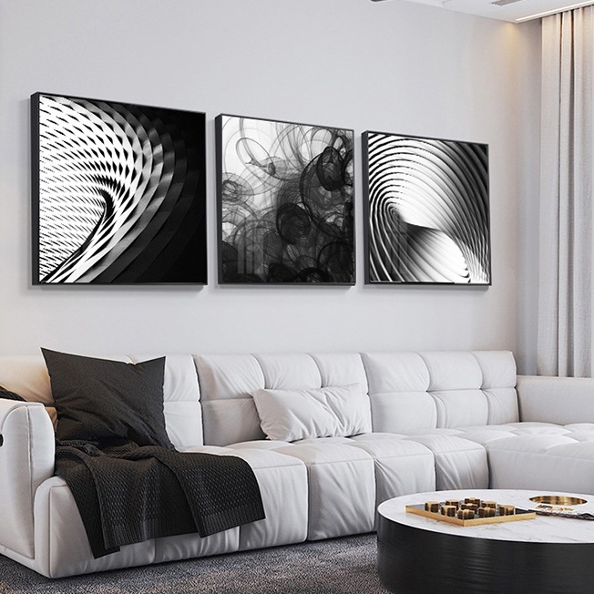 Black and white abstract art square painting black white monochrome creative art interior painting stylish living room hallway entrance, furniture, interior, Interior accessories, others