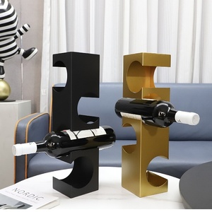  modern . simple klieitib.. what ... made of metal. wine rack wine holder Gold black gold black two color development 4ps.@ storage 