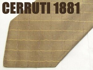 AA 202 セルッティ CERRUTI 1881 ネクタイ ベージュ系 茶系 光沢 ウインドウ柄 ウィンドウペン 格子柄 ジャガード 未使用タグ付き