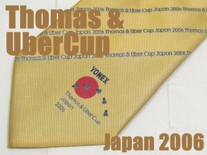 AA 301 日本バドミントン協会 トマス杯・ユーバー杯 Thomas & UberCup Japan 2006 YONEX ネクタイ 黄系 文字ストライプ柄 ジャガード