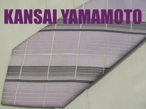 D656 カンサイヤマモト KANSAIYAMAMOTO ネクタイ 紫色系 チェック柄 ジャガード