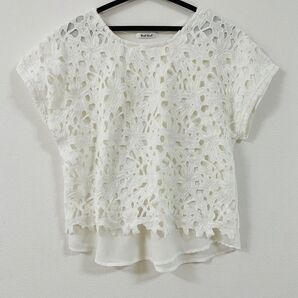 花柄レース 異素材トップス