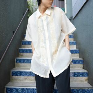 *SPECIAL ITEM* USA VINTAGE HALF SLEEVE EMBROIDERY SEE THROUGH DESIGN SHIRT/アメリカ古着半袖刺繍シースルーデザインシャツ