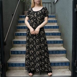 USA VINTAGE SPHERE BOTANICAL PATTERNED HALF SLEEVE ONE PIECE/アメリカ古着ボタニカル柄半袖ワンピース