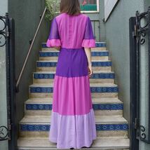 *SPECIAL ITEM* EU VINTAGE FRILL DESIGN LONG DRESS ONE PIECE MADE IN DENMARK/ヨーロッパ古着フリルデザインロングドレスワンピース_画像3