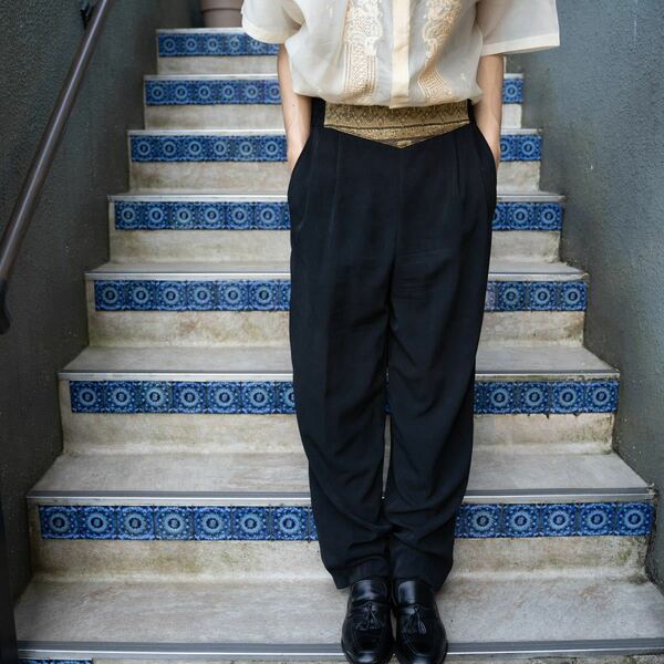 USA VINTAGE SAINT GERMAIN PARIS EMBRIDERY DESIGN EASY PANTS/アメリカ古着刺繍デザインイージーパンツ