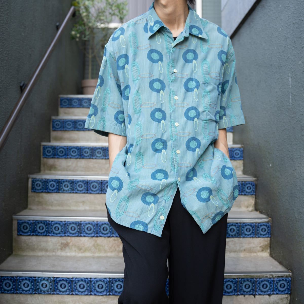 USA VINTAGE HALF SLEEVE DICE BUTTON DESIGN SHIRT/アメリカ古着半袖