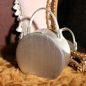 USA VINTAGE ROUND TYPE METARIC BANITY HAND BAG/アメリカ古着ラウンド型メタリックバニティハンドバッグ