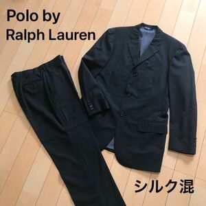 ポロバイラルフローレン　スーツ　セットアップ　シルク混　日本製　黒　A7サイズ