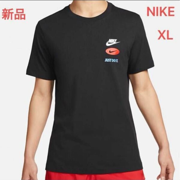 新品 ￥4070 NIKE 半袖Tシャツ XL黒 ナイキ 綿100 吸汗 