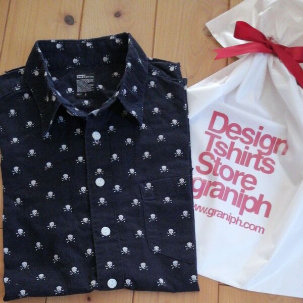 graniph 半袖シャツ カジュアルシャツ トップス メンズ スカル柄 Ssize