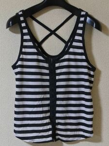 BILLABONG Billabong tank top border white x black piling put on ymdnrk k h0723