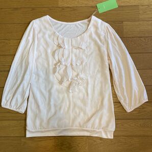 ORIHICA カットソートップス 未使用 薄いピンク 七分袖 Mサイズ