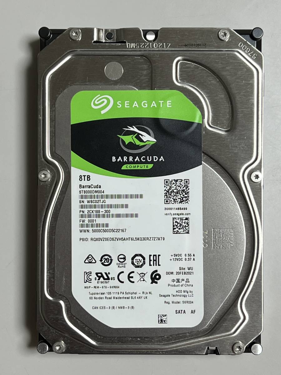 中古・送料無料】HDD 8TB 内蔵ハードディスク Seagate BarraCuda 3.5