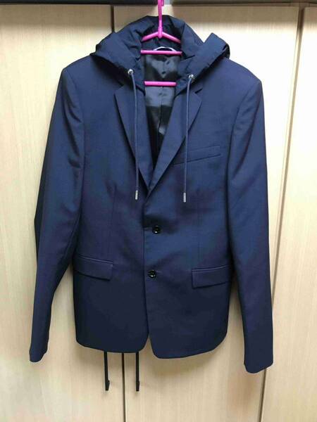 正規 16SS Dior Homme ディオールオム クリスヴァンアッシュ 段返り3B フード ジャケット 紺 44 633C213T3661