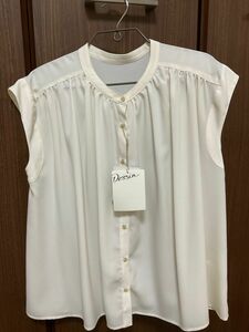 新品☆ワールド　Dessin シフォンブラウス　フレンチスリーブ　シャツ