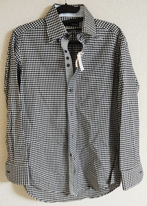 Sサイズ JOVIAL RUSH 長袖 シャツ 黒×白 slim fit