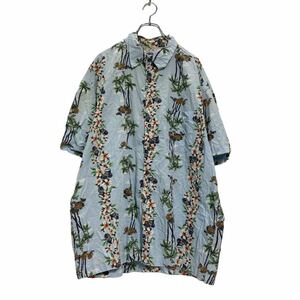 OLD NAVY 半袖 シャツ XXL ブルー ヤシの木 アロハシャツ ビッグサイズ オールドネイビー 古着卸 アメリカ仕入 a507-5156