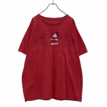 Disney 半袖 プリント Tシャツ L レッド ミッキーマウス ディズニー キャラクター 古着卸 アメリカ仕入 a507-5325_画像1