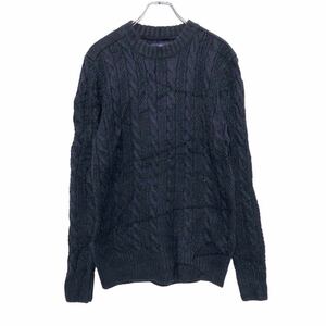 THE SUPER DRY CO. 混紡 ニット セーター L ネイビー 極度乾燥（しなさい） ウール ミックス クルーネック 古着卸 アメリカ仕入 a507-5454