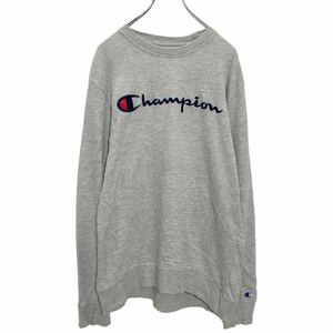 Champion ロゴ スウェット トレーナー M グレー ネイビー レッド チャンピオン 刺繍 古着卸 アメリカ仕入 a507-5444