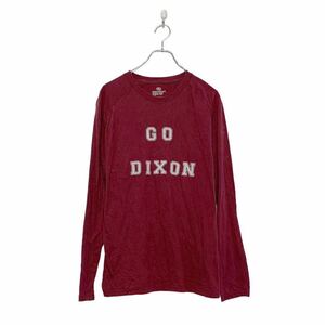 長袖 プリント Tシャツ M バーガンディ ボルドー GODIXON シンプル ロゴ ビッグサイズ ロンT 古着卸 アメリカ仕入 a507-5601