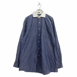 TOMMY HILFIGER 長袖 ストライプ シャツ L ブルー ホワイト トミーヒルフィガー コットン 古着卸 アメリカ仕入 a507-5590