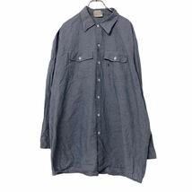 Dickies 長袖 ワーク シャツ 3L ライトブルー ディッキーズ ビッグサイズ アメリカ製 胸ポケット 古着卸 アメリカ仕入 a507-5645_画像1