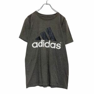 adidas 半袖 プリント Tシャツ S グレー ブラック ホワイト アディダス スポーツ ロゴ 古着卸 アメリカ仕入 a507-5784