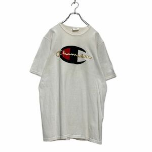 Champion 半袖 ロゴ Tシャツ L ホワイト チャンピオン 刺繍 ロゴ スポーツ ストリート 古着卸 アメリカ仕入 a507-6048