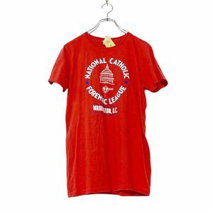 GILDAN 半袖 プリント Tシャツ ウィメンズ S レッド ホワイト ギルダン スタッフ 海外ガール 古着 古着卸 アメリカ仕入 a507-5990