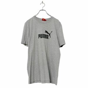 PUMA 半袖 プリント Tシャツ M グレー ブラック プーマ ロゴ ユニセックス カジュアル 古着卸 アメリカ仕入 a507-6085