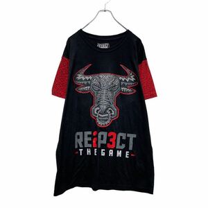 FRESH LAUNDRY 半袖 プリント Tシャツ XL ブラック レッド バッファロー ビッグサイズ 古着卸 アメリカ仕入 a507-6167