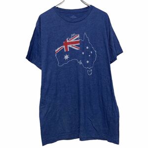 ann ardor 半袖 プリントTシャツ L ブルー ホワイト レッド アナーバー オーストラリア 国旗 古着卸 アメリカ仕入 a507-6648