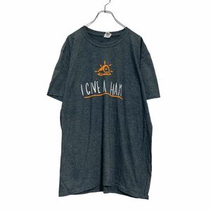 GILDAN 半袖 プリント Tシャツ XL グレー I GIVE A HAM メッセージ ロゴ ビッグサイズ 古着卸 アメリカ仕入 a507-6588