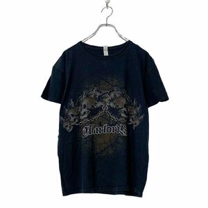 GILDAN プリント Tシャツ M ブラック ギルダン スカル 骸骨 ドクロ ストリート 古着卸 アメリカ仕入 a507-6598