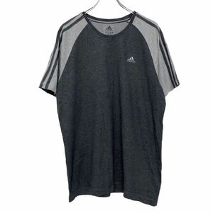 adidas 半袖 ロゴ Tシャツ M グレー ライトグレー アディダス ラグラン ライン 古着卸 アメリカ仕入 a507-6642