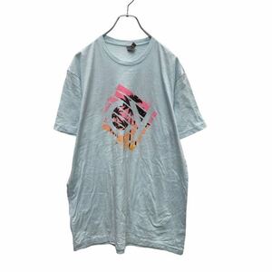 NEXT LEVEL 半袖 プリント Tシャツ L ブルー サマーキャンプ やしの木 古着卸 アメリカ仕入 a507-6737