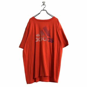 adidas 半袖 プリント Tシャツ 2XL オレンジ アディダス ビッグサイズ ビッグロゴ 古着卸 アメリカ仕入 a506-7199