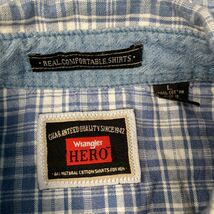 Wrangler HERO 半袖 チェック シャツ L ブルー ホワイト ラングラー 2ポケット 古着卸 アメリカ仕入 a506-7221_画像8