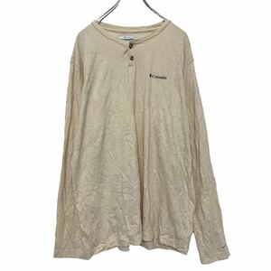 Columbia 長袖 ヘンリーネック Tシャツ L ベージュ コロンビア ロンT ロングTシャツ 古着卸 アメリカ仕入 a507-5294