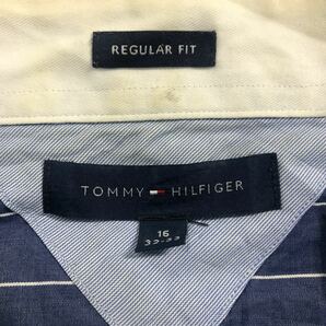 TOMMY HILFIGER 長袖 ストライプ シャツ L ブルー ホワイト トミーヒルフィガー コットン 古着卸 アメリカ仕入 a507-5590の画像8