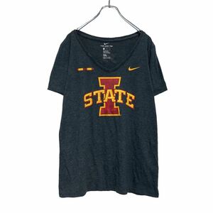 NIKE 半袖 プリント Tシャツ ウィメンズ L グレー ボルドー イエロー アイオワ 女子サッカー サイクロンズ 古着卸 アメリカ仕入 a507-5731