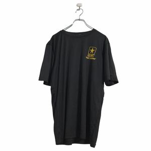 半袖 ロゴ Tシャツ L ブラック U.S.アーミー バックプリント ポリエステル 古着卸 アメリカ仕入 a507-6006