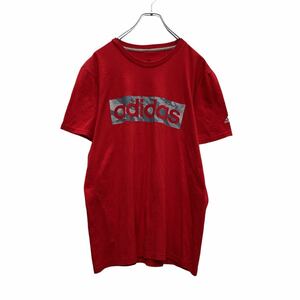 adidas 半袖 プリント Tシャツ M レッド グレー アディダス ロゴ スポーツ ストリート 古着卸 アメリカ仕入 a507-6380