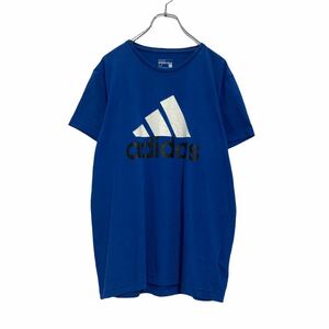 adidas 半袖 プリント Tシャツ M ブルー ホワイト ブラック アディダス スポーツ ロゴ 古着卸 アメリカ仕入 a507-6444