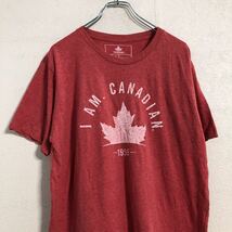 CANADADIAN 半袖 プリント Tシャツ L レッド ホワイト カナディアン 楓の葉 メープル 文字 古着卸 アメリカ仕入 a507-6430_画像2