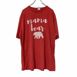DELTA 半袖 プリントTシャツ XLサイズ ビッグサイズ ベア 色落ち 赤 レッド 古着卸 アメリカ仕入 a507-6505